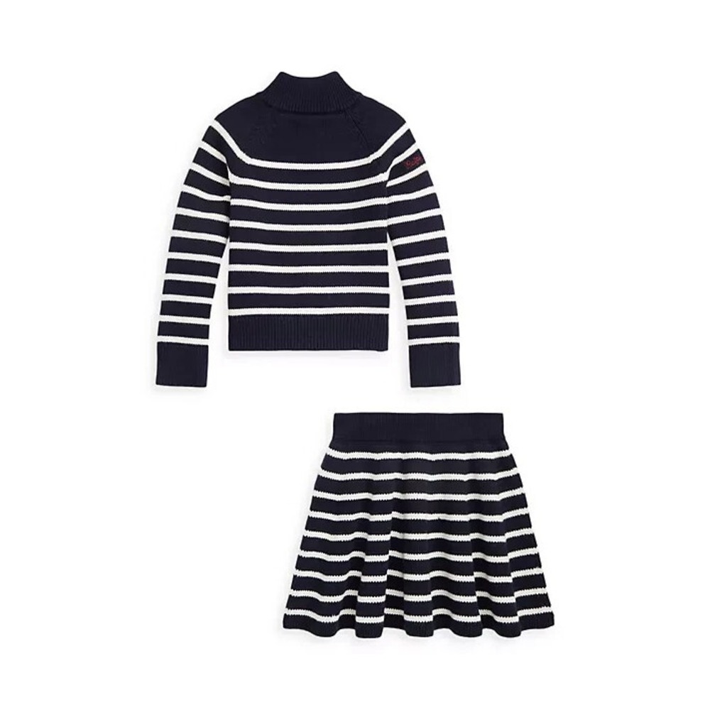 Polo Ralph Lauren Girl's 2 Piece Striped Turtleneck Skirt‎ Set Size 6X 6 X $165